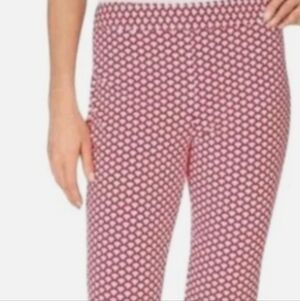 TALBOTS Chatham Ankle Pants, Reddish/Fuchsia Scallop Print, NWOT, 2, Very Chic!
